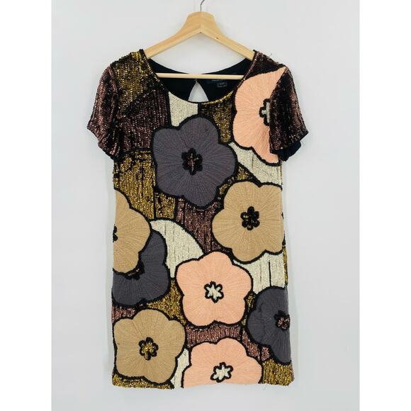 French Connection 0 Fauna Fantasy Sequined Shift Dress - Picture 2 of 6